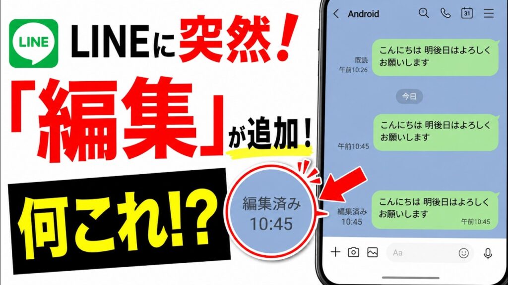 LINEに送信済みメッセージの編集機能が追加されたことを紹介する動画サムネイル